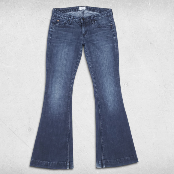Hudson Ferris Jeans Women's 26 Blue Dark Wash Flare Flap Rear Pockets Boho Indie - Picture 1 of 12